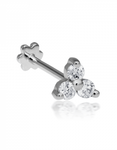 MARIA TASH-Large Diamond Trinity Threaded Stud-WHITE GOLD