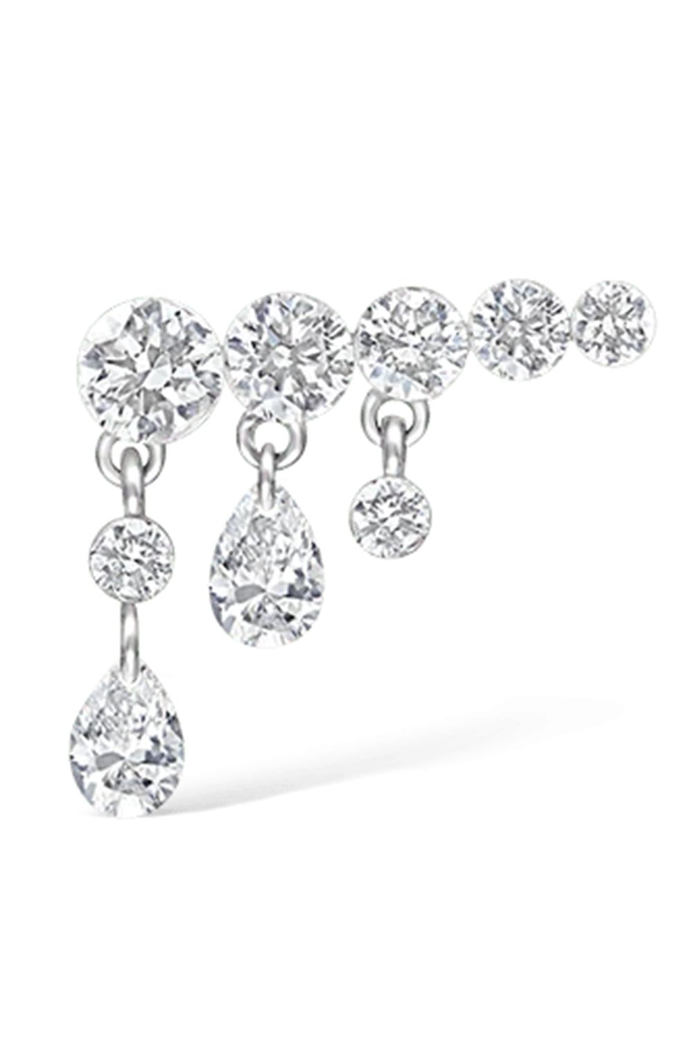 MARIA TASH-White Gold Crescendo Invisible Diamond Bar Stud-