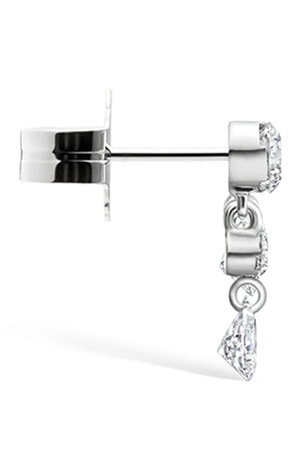 MARIA TASH-White Gold Crescendo Invisible Diamond Bar Stud-