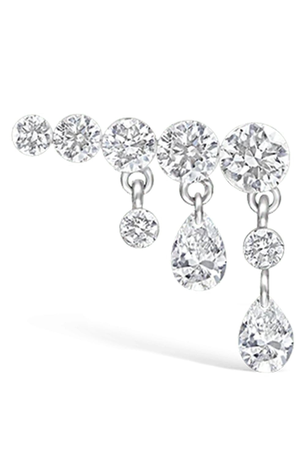 MARIA TASH-White Gold Crescendo Invisible Diamond Bar Stud-