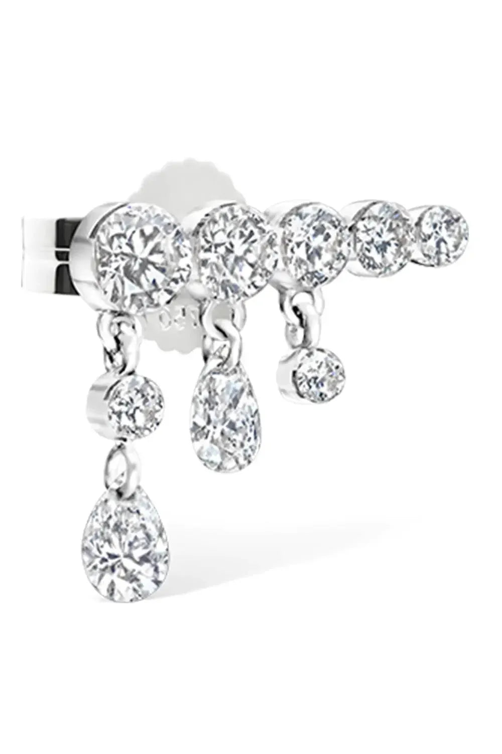 MARIA TASH-White Gold Crescendo Invisible Diamond Bar Stud-