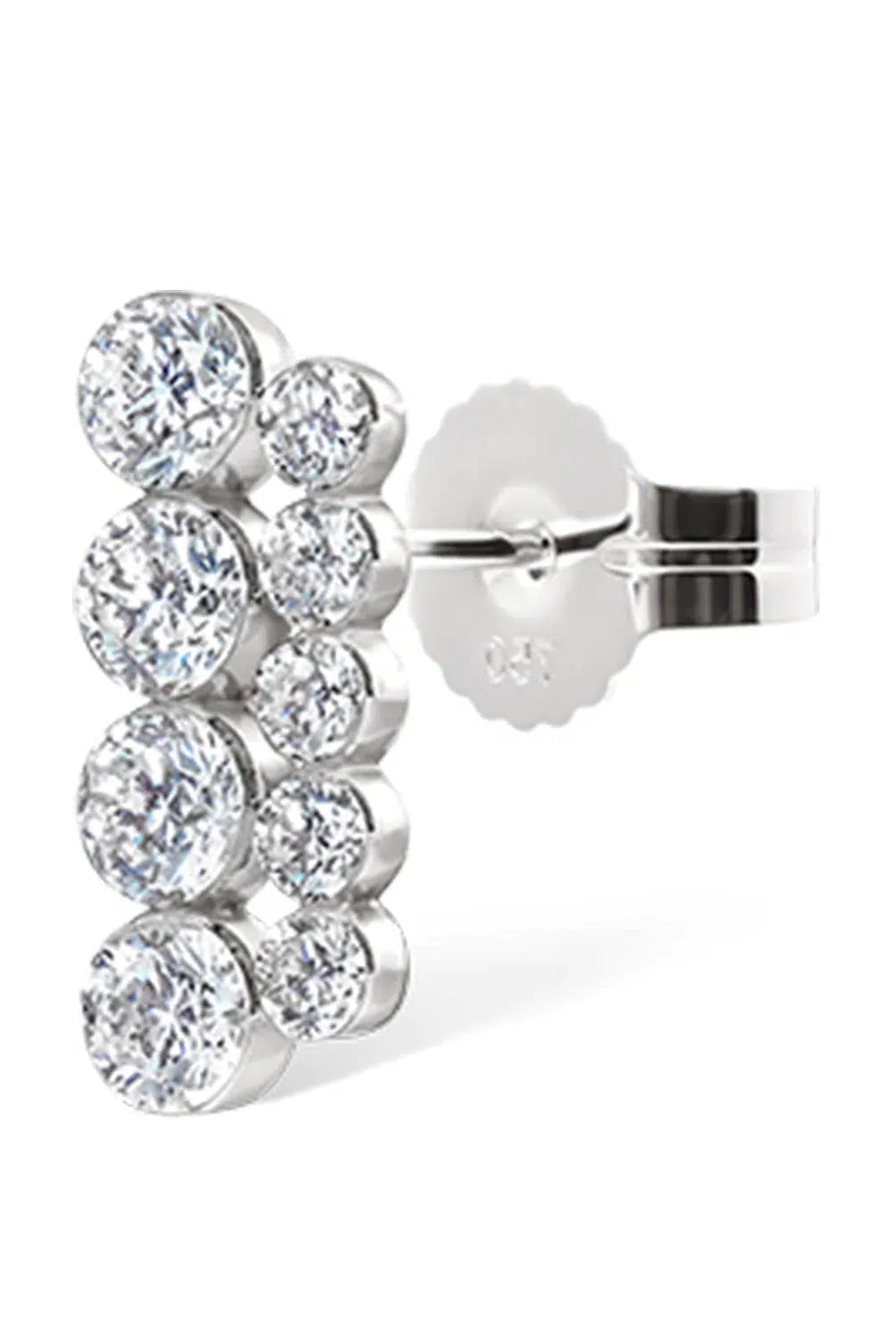 MARIA TASH-White Gold Invisible Set Diamond Apsara Bar Stud Earring-