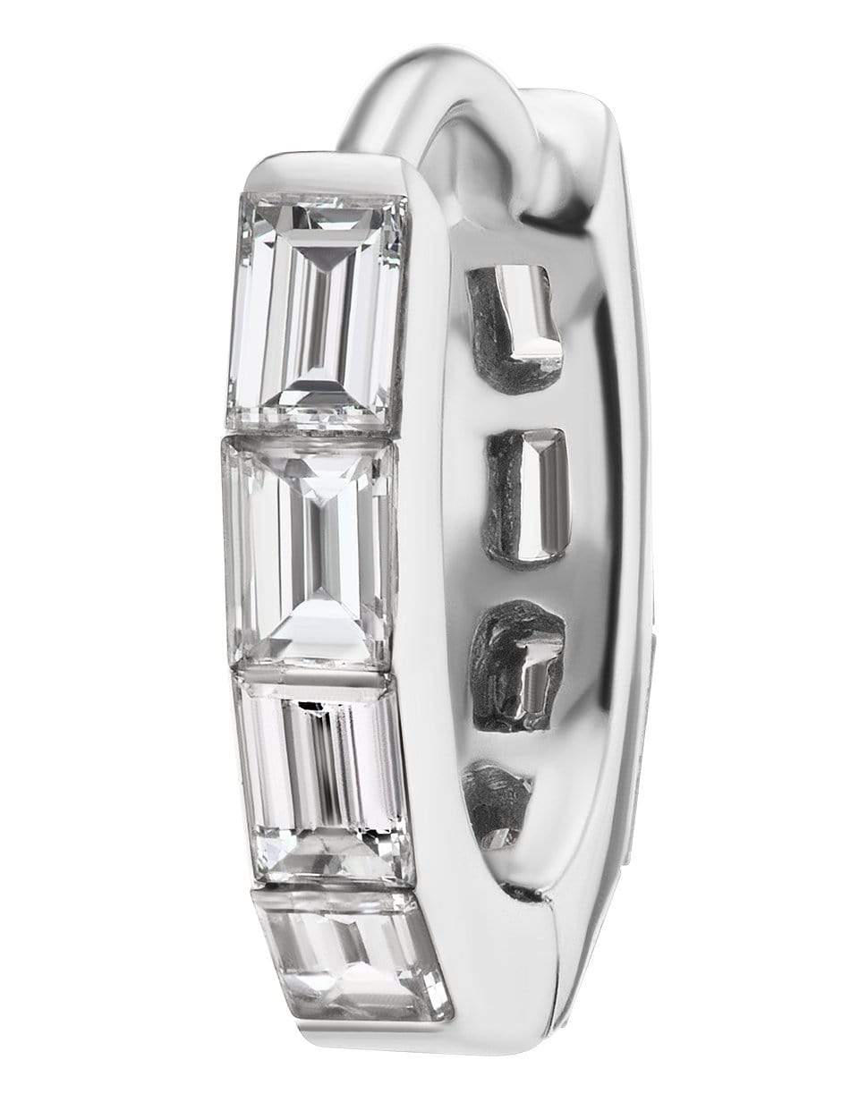 MARIA TASH-Single 6.5MM White Gold Baguette Diamond Eternity Clicker Earring-WHITE GOLD