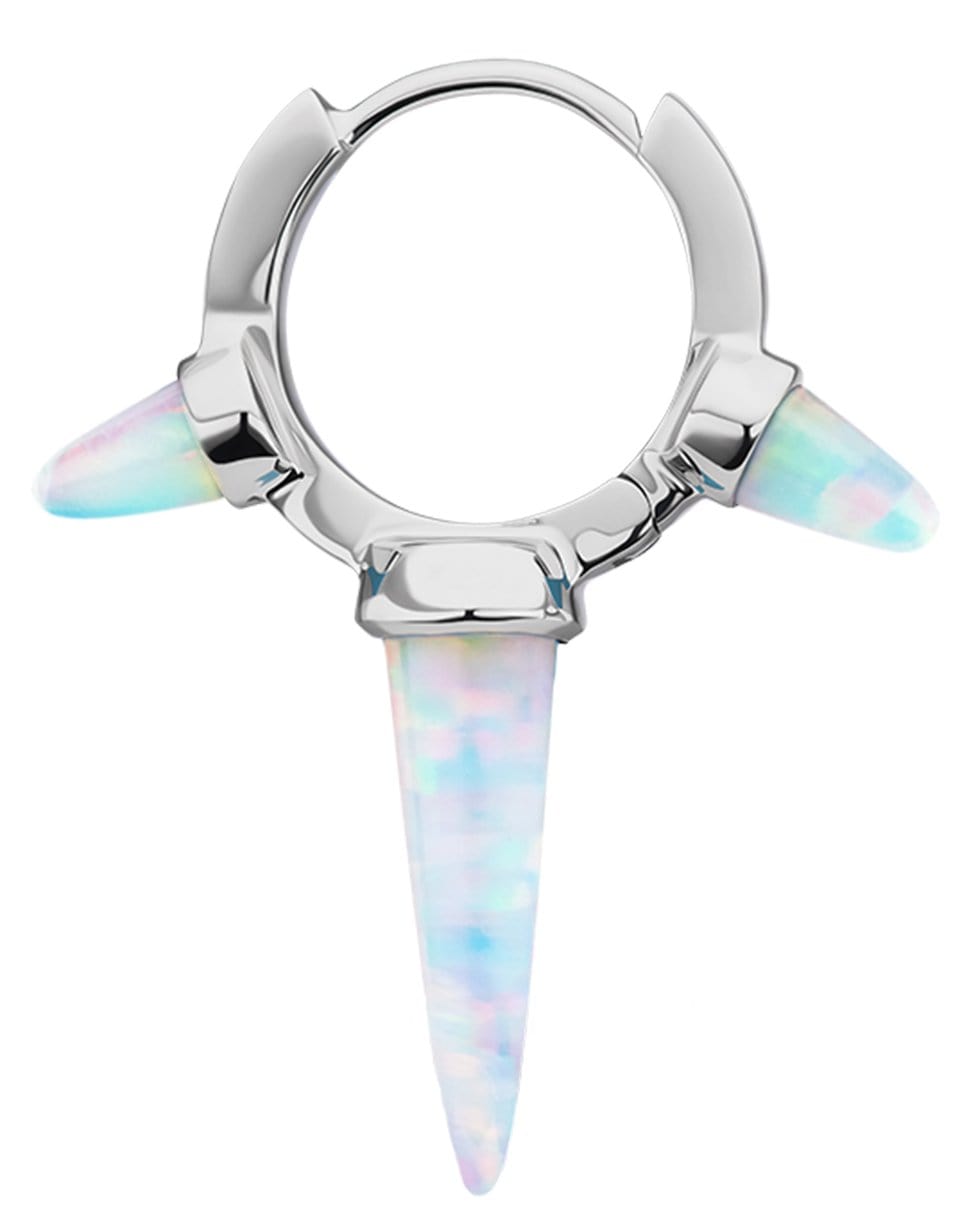 MARIA TASH-Single 6.5MM White Gold Triple Long Opal Spike Clicker Earring-WHITE GOLD
