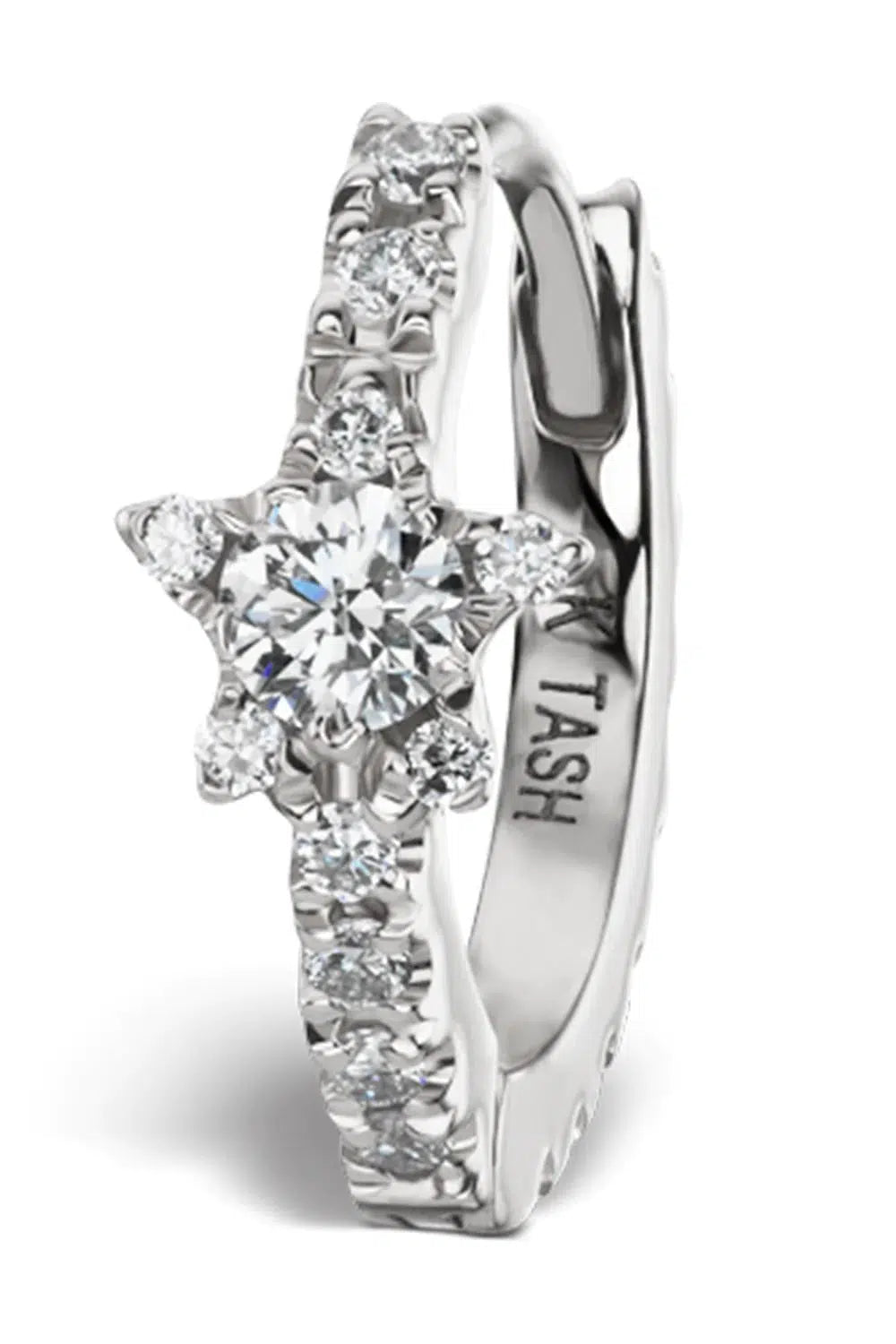 MARIA TASH-White Gold 6.5mm Diamond Star Single Eternity Earring-WHITE GOLD