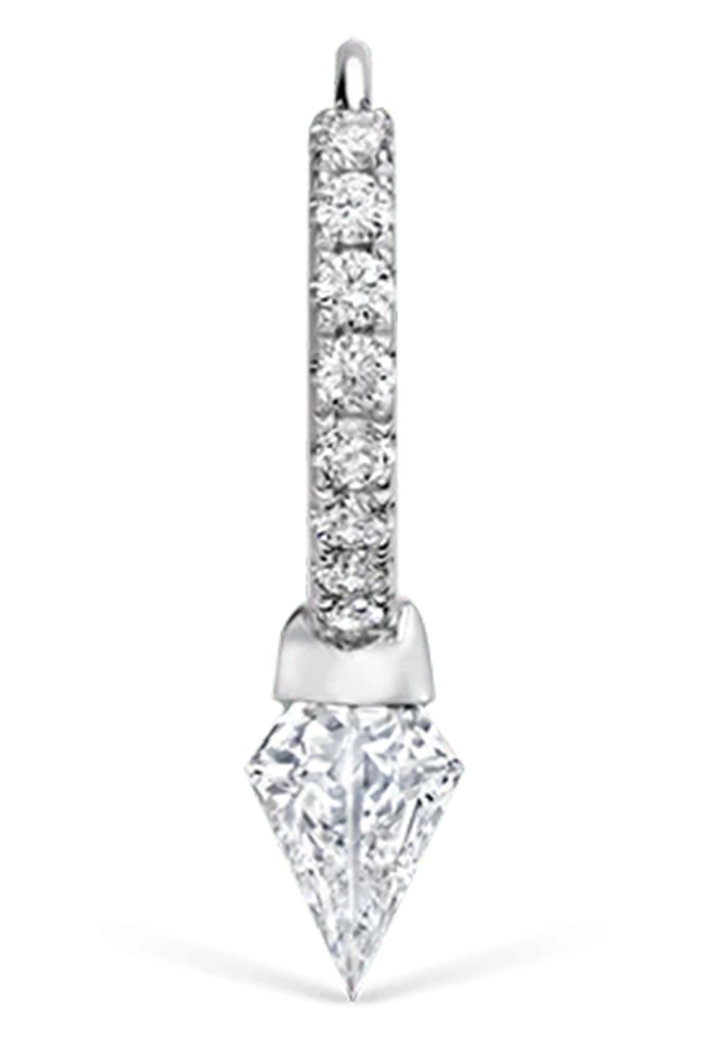 MARIA TASH-White Gold 6.5mm Short Diamond Spike Hoop-WHITE GOLD