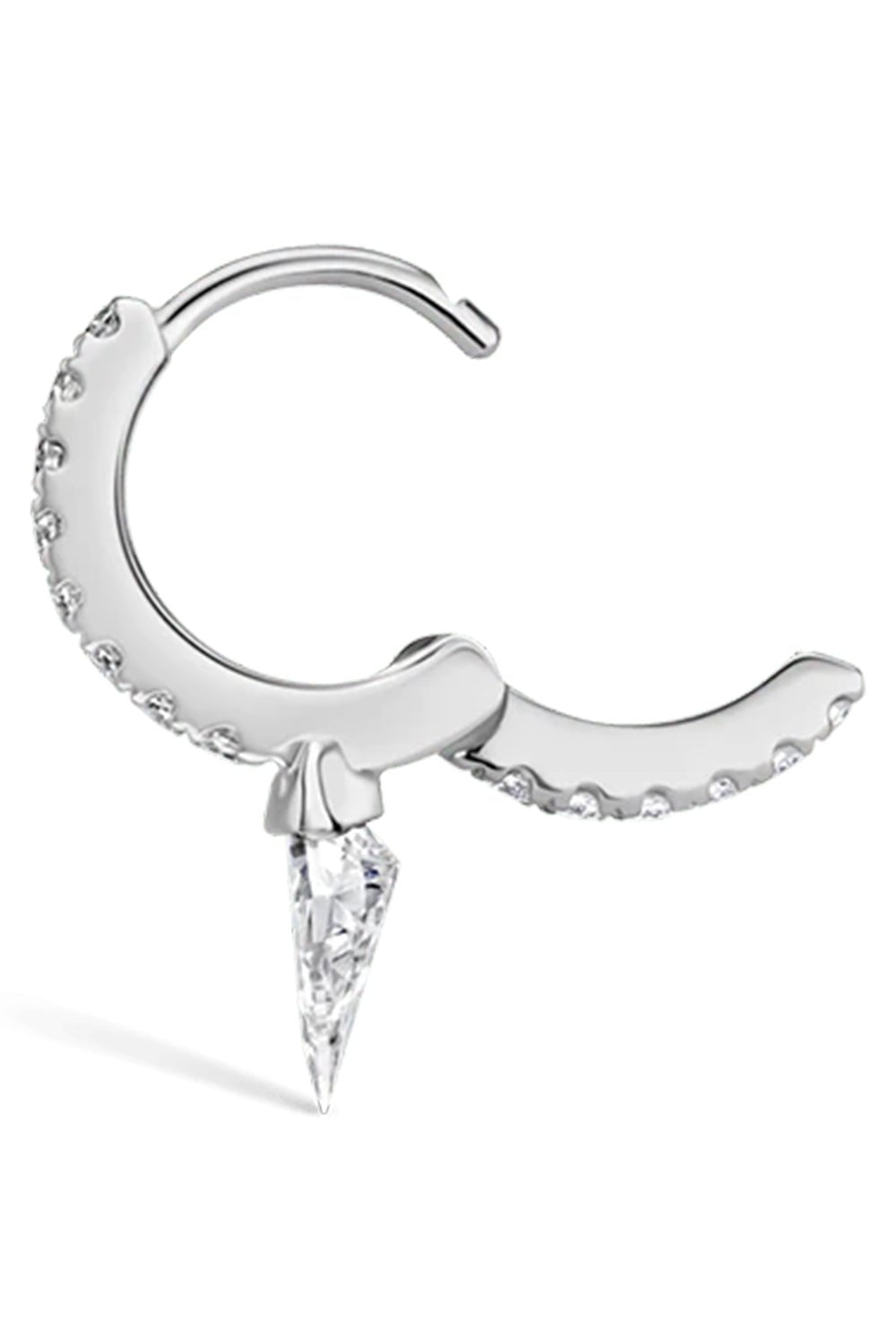 MARIA TASH-White Gold 6.5mm Short Diamond Spike Hoop-WHITE GOLD