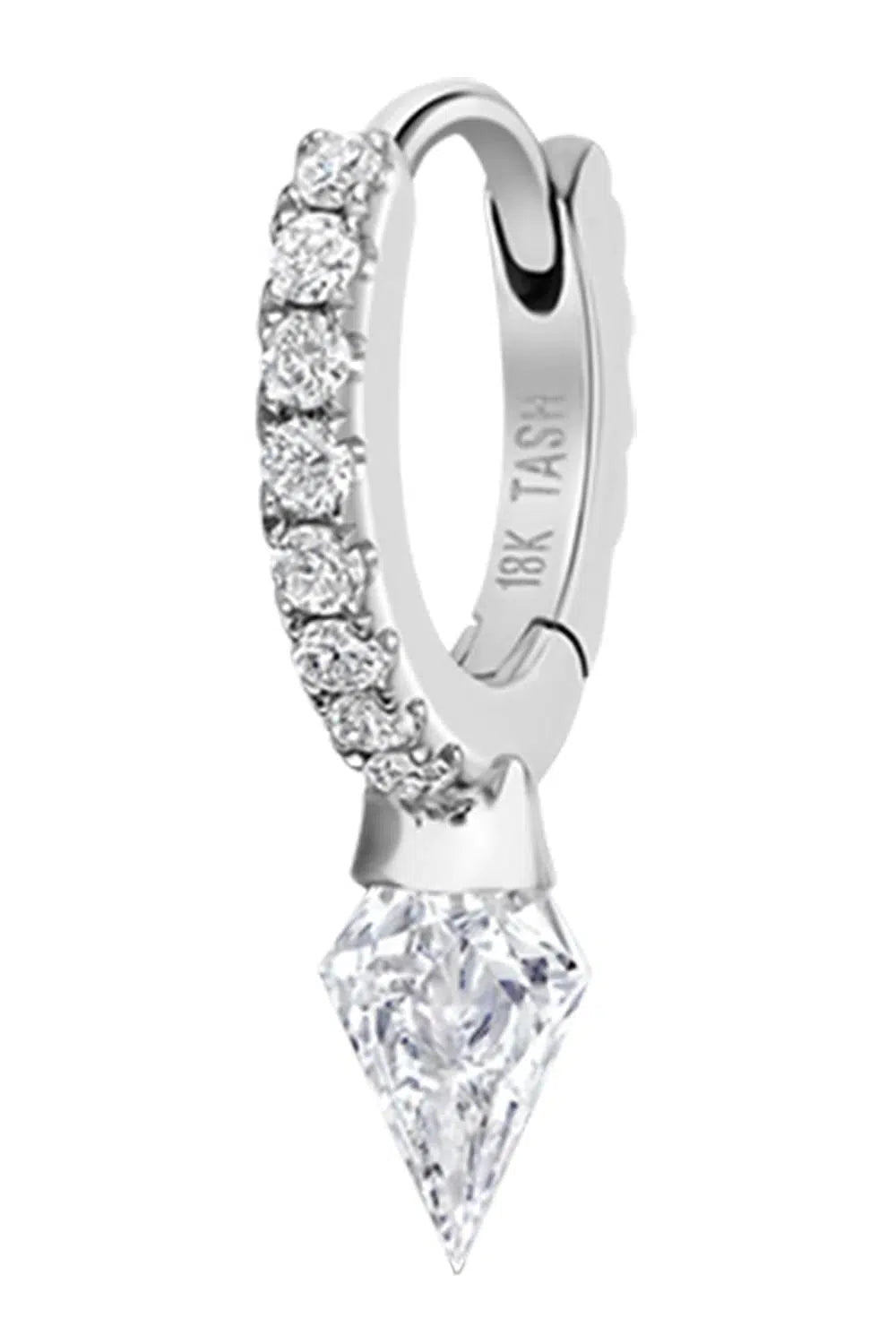 MARIA TASH-White Gold 6.5mm Short Diamond Spike Hoop-WHITE GOLD