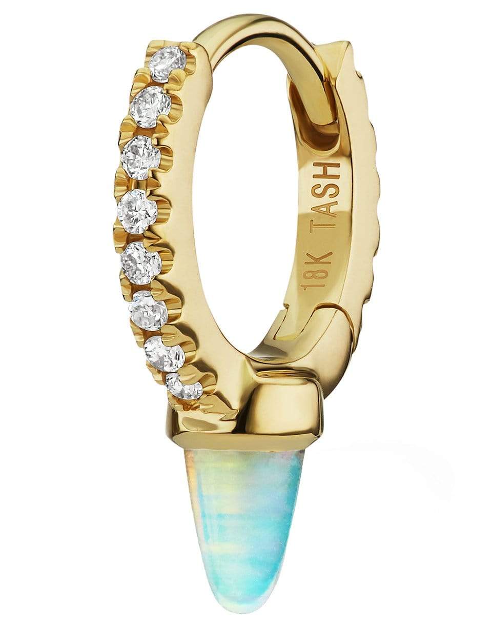 MARIA TASH-Single 6.5MM Yellow Gold Short Opal Spike Diamond Eternity Clicker Earring-YELLOW GOLD