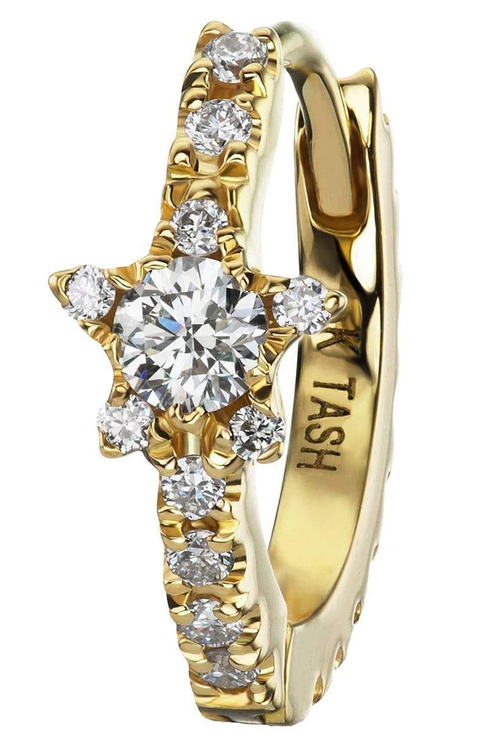 MARIA TASH-Single 8MM Yellow Gold Diamond Star Eternity Earring-YELLOW GOLD