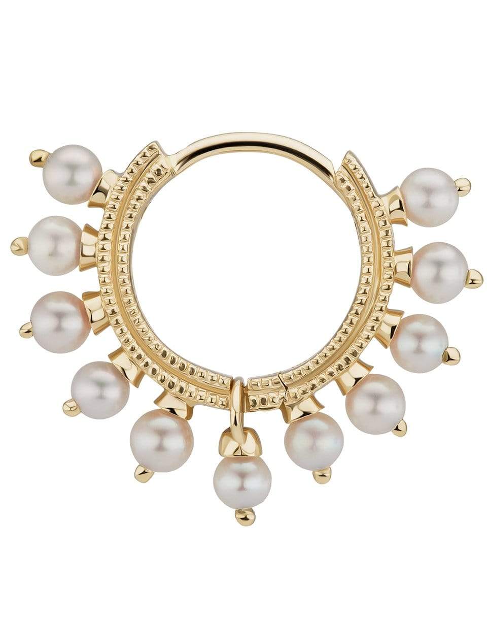 MARIA TASH-Single 8MM Yellow Gold Pearl Coronet Earring-YELLOW GOLD