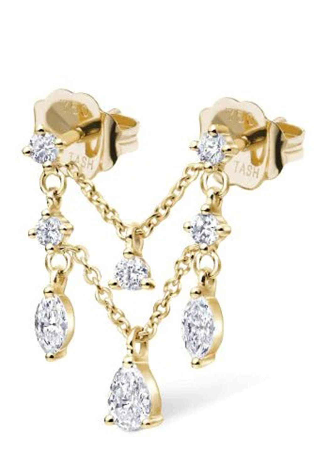 MARIA TASH-Yellow Gold Diamond Round Marquise and Pear Chain Orbital-YELLOW GOLD