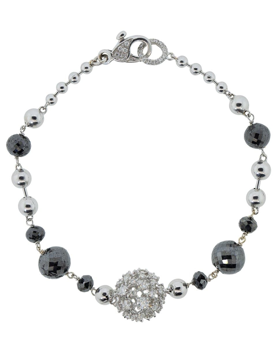 MARIANI-Black and White Diamond Ball Chain Bracelet-WHITE GOLD