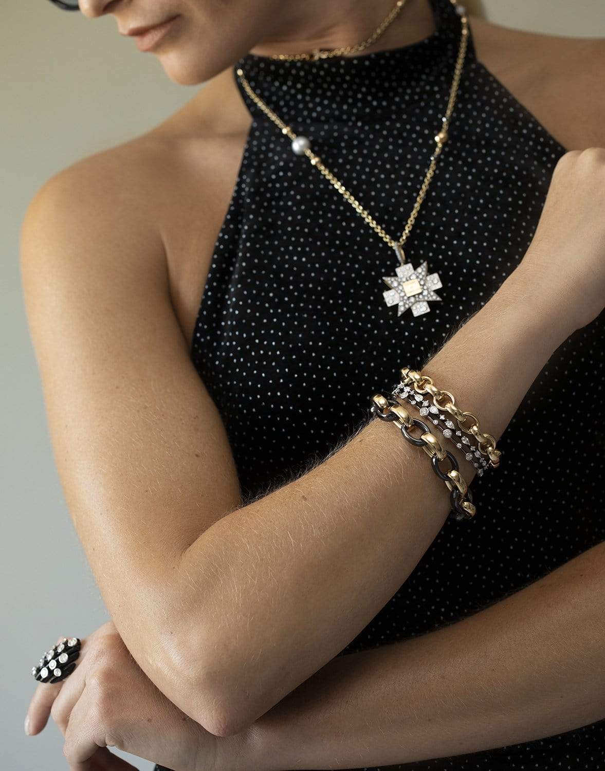 MARIANI-Elettra Satin Bezel Diamond Bracelet - White Gold-WHITE GOLD