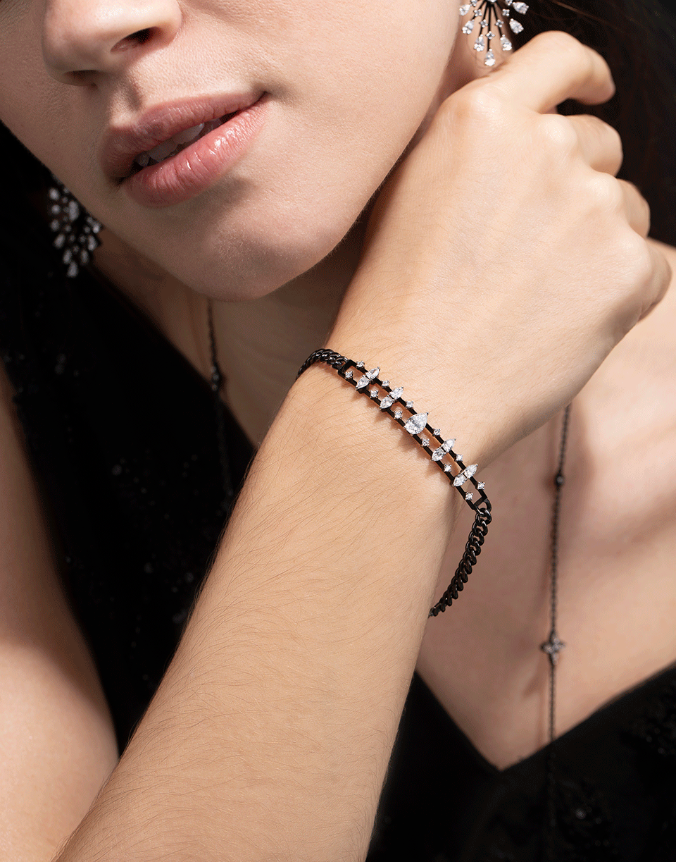 MARIANI-Phantom Diamond Black Bracelet-WHITE GOLD