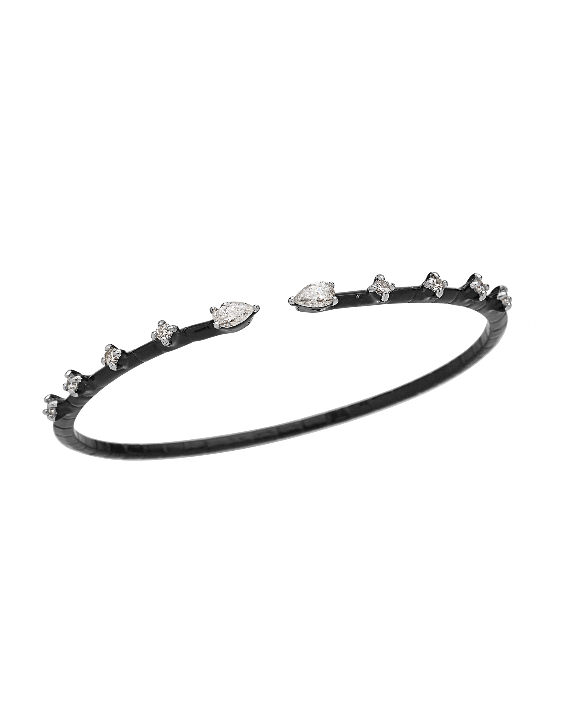 MARIANI-Phantom Mixed Diamond Open Bracelet-WHITE GOLD