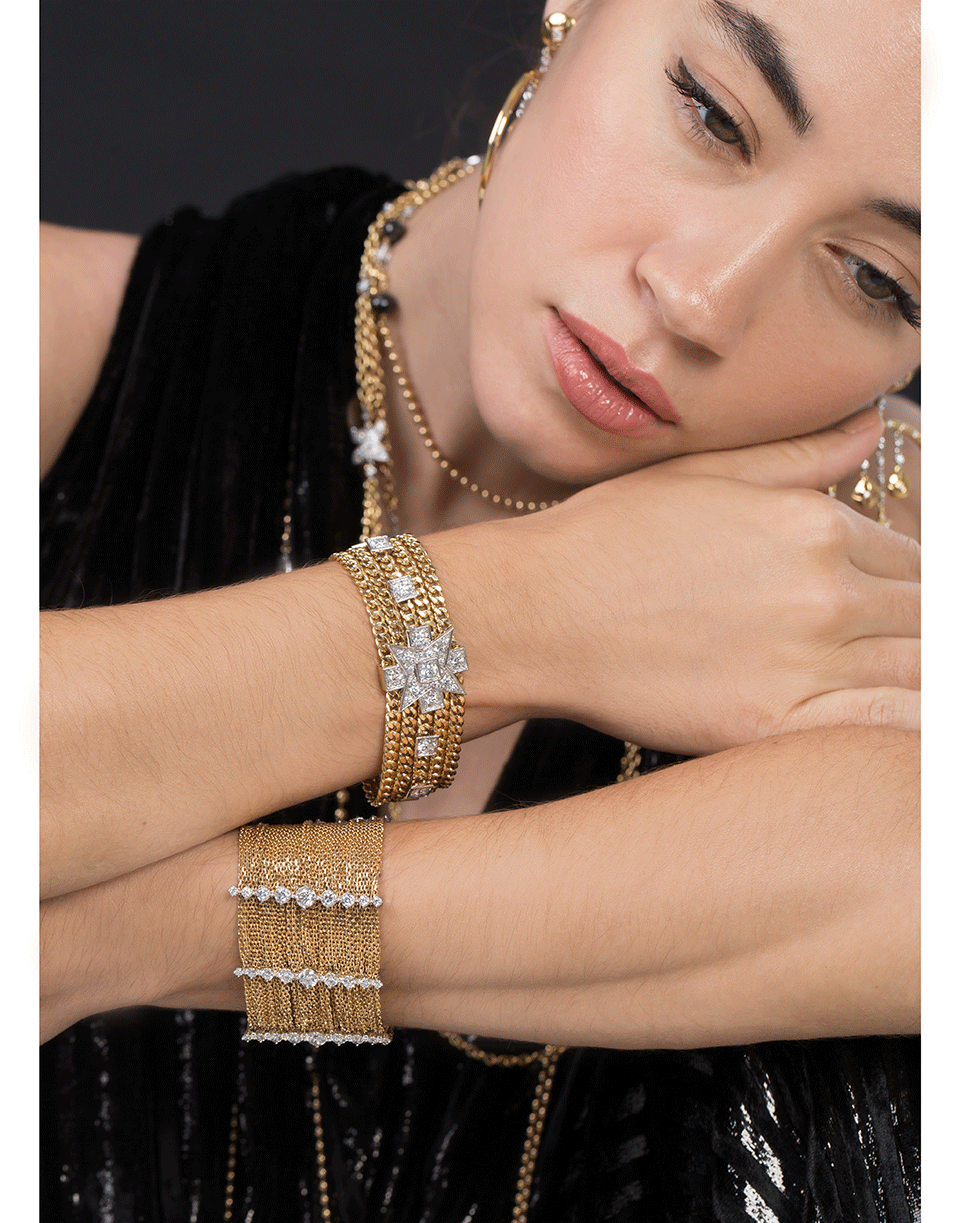 MARIANI-Wide Linked Chain Bracelet-YELLOW GOLD