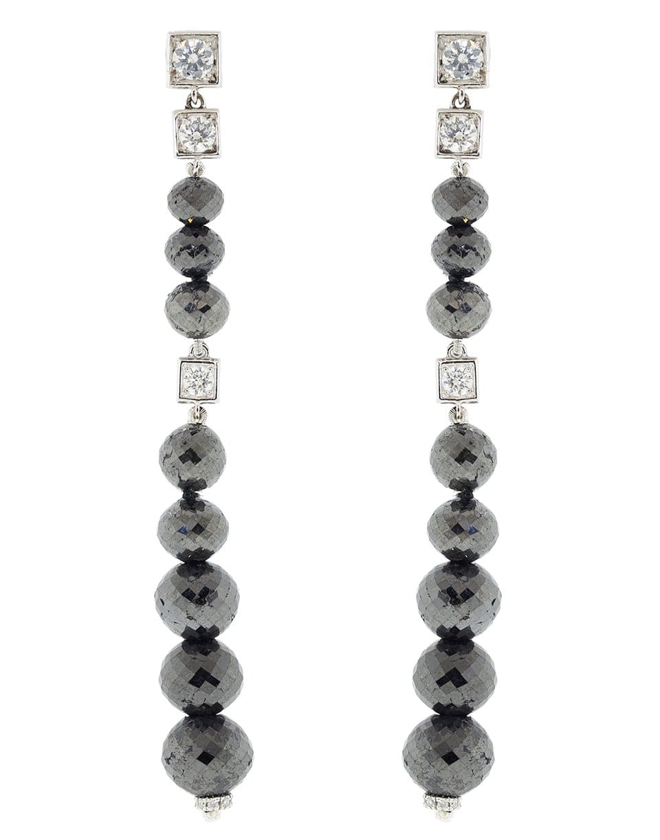 MARIANI-Black Diamond Drop Earrings-WHITE GOLD