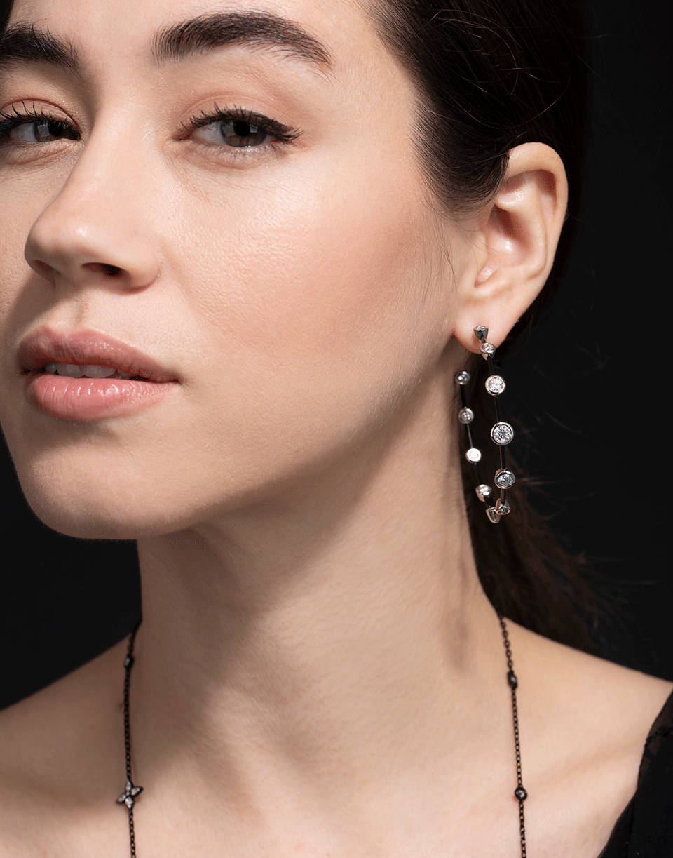 MARIANI-Diamond Station Black Hoops-WHITE GOLD