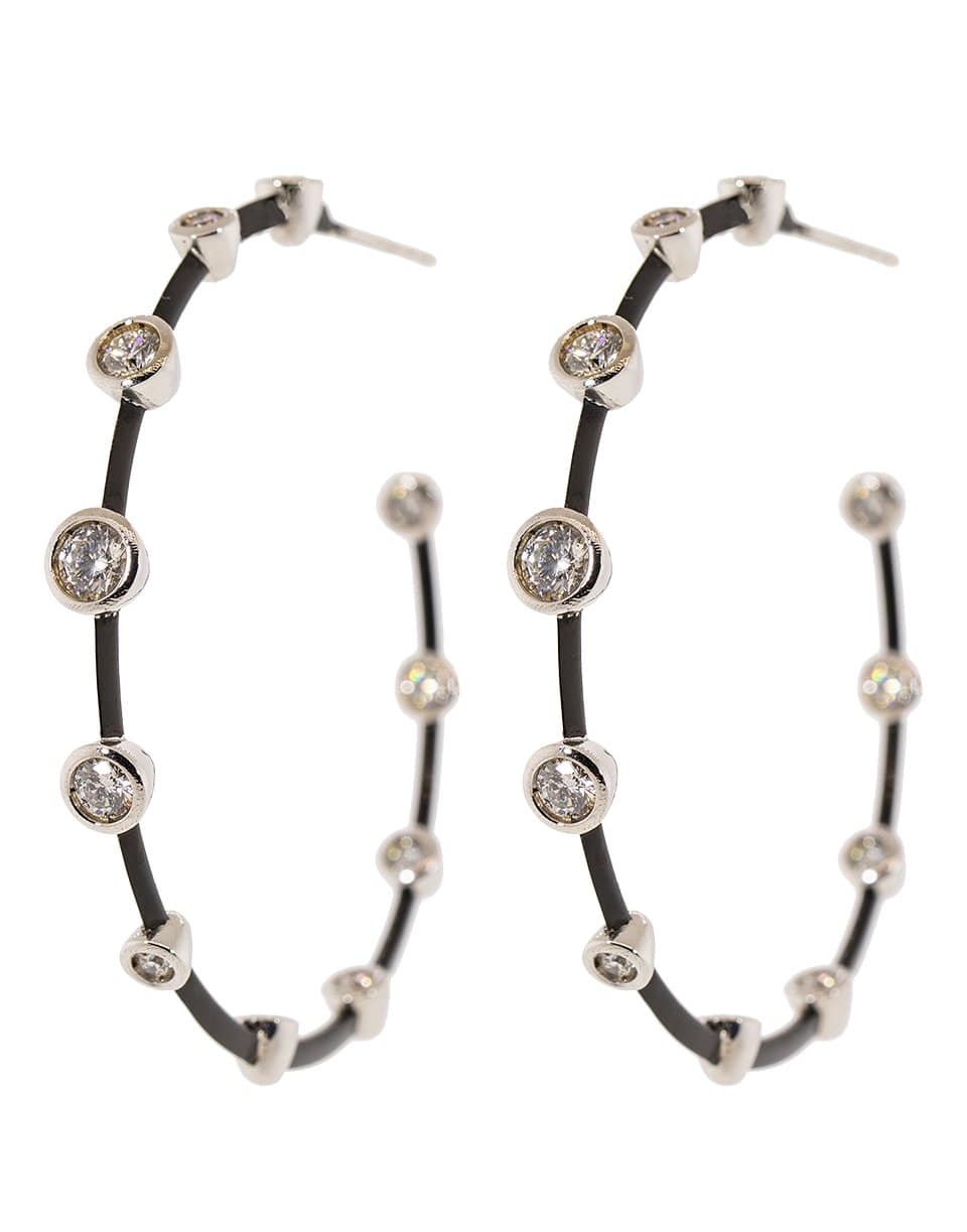 MARIANI-Diamond Station Black Hoops-WHITE GOLD