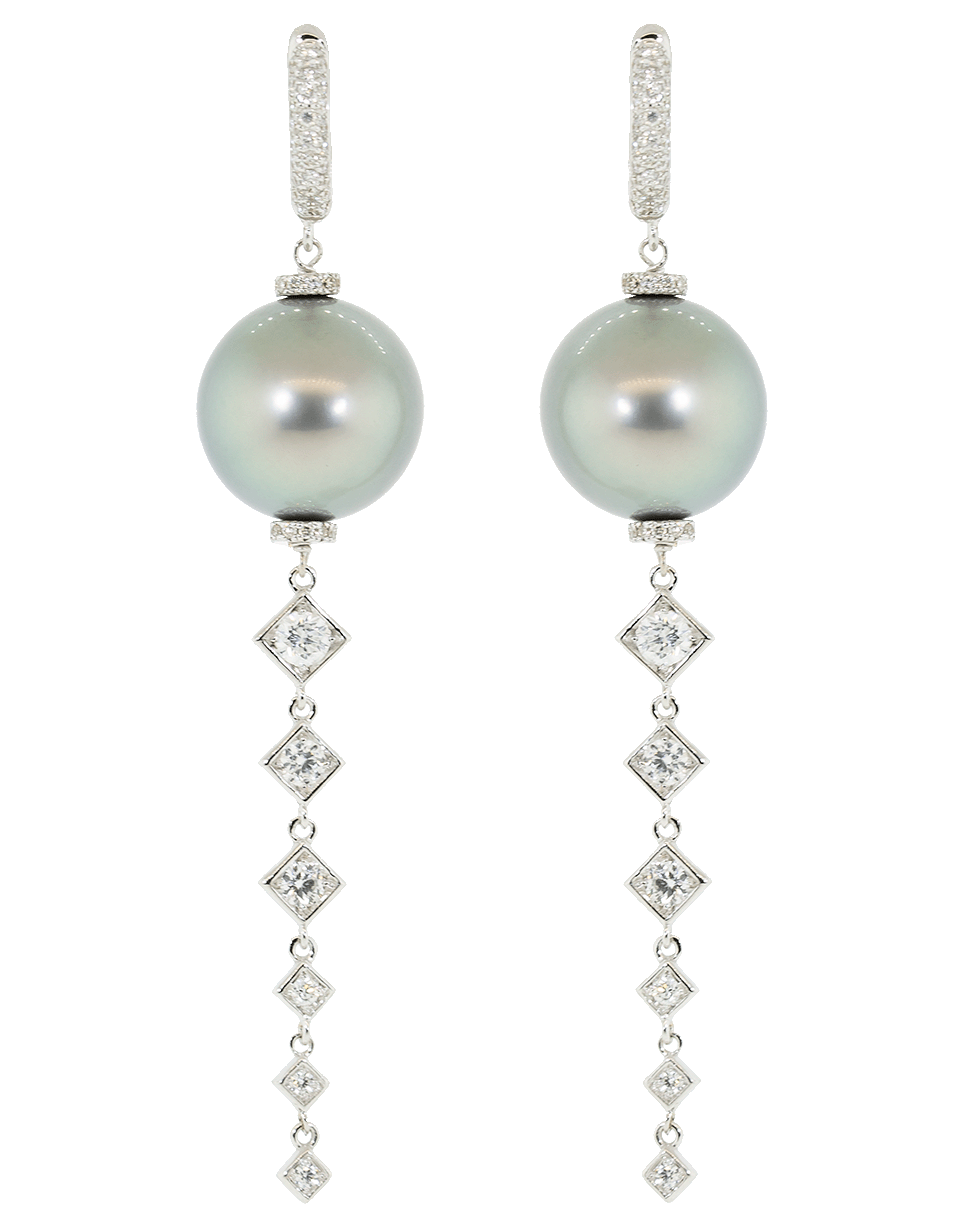 MARIANI-Mare Pearl and Diamond Drop Earrings-WHITE GOLD