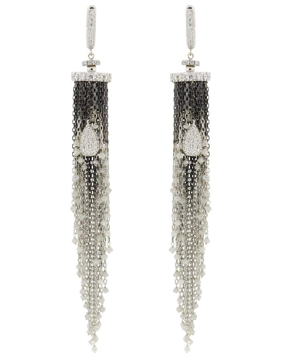 MARIANI-Ombre Diamond Tassel Earrings-WHITE GOLD