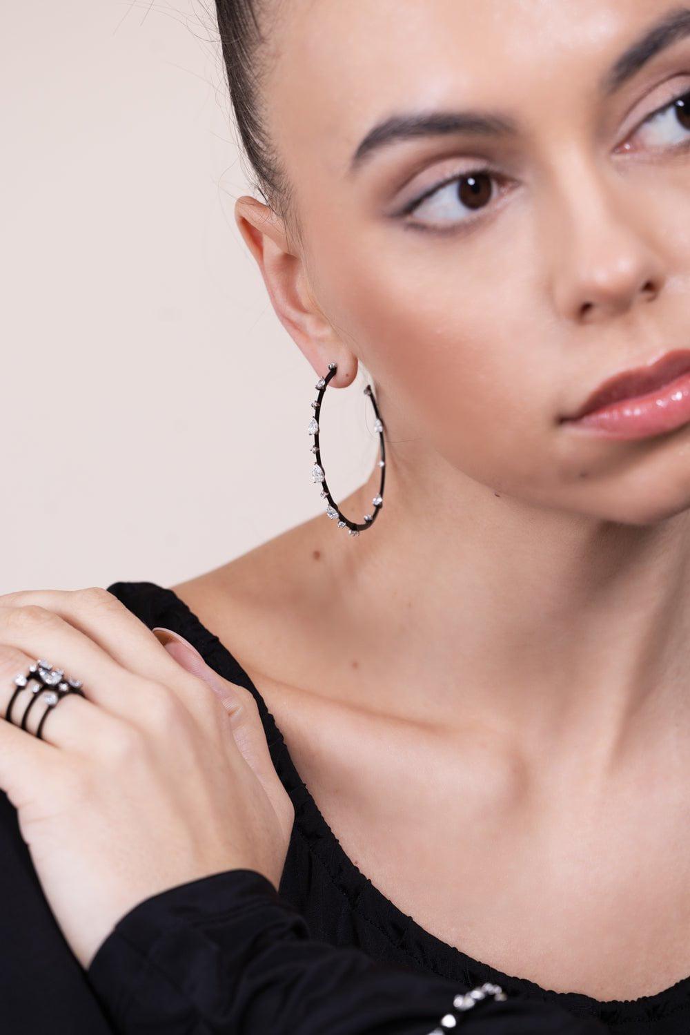 MARIANI-Phantom Hoop Earrings - Black Gold-WHITE GOLD