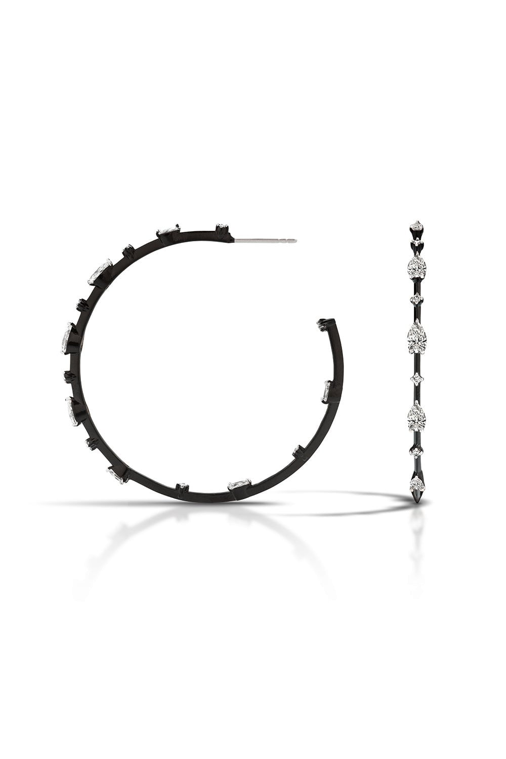 MARIANI-Phantom Hoop Earrings - Black Gold-WHITE GOLD