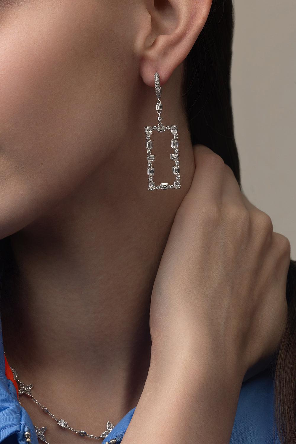 Rectangle Drop Earrings-WHITE GOLD-JEWELRYFINE JEWELEARRING-MARIANI