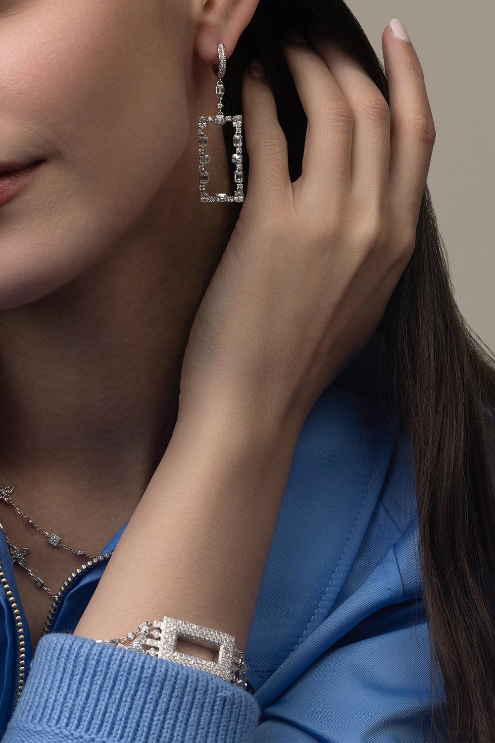 Rectangle Drop Earrings-WHITE GOLD-JEWELRYFINE JEWELEARRING-MARIANI
