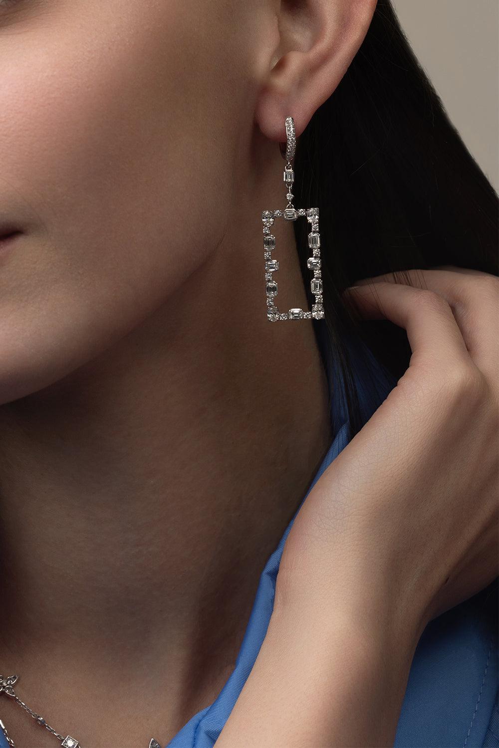 Rectangle Drop Earrings-WHITE GOLD-JEWELRYFINE JEWELEARRING-MARIANI
