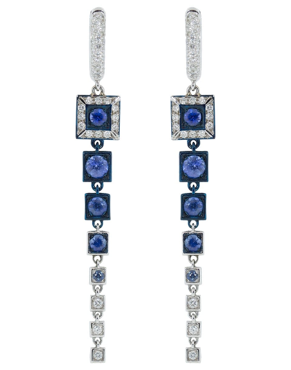 MARIANI-Sapphire and Diamond Drop Earrings-WHITE GOLD