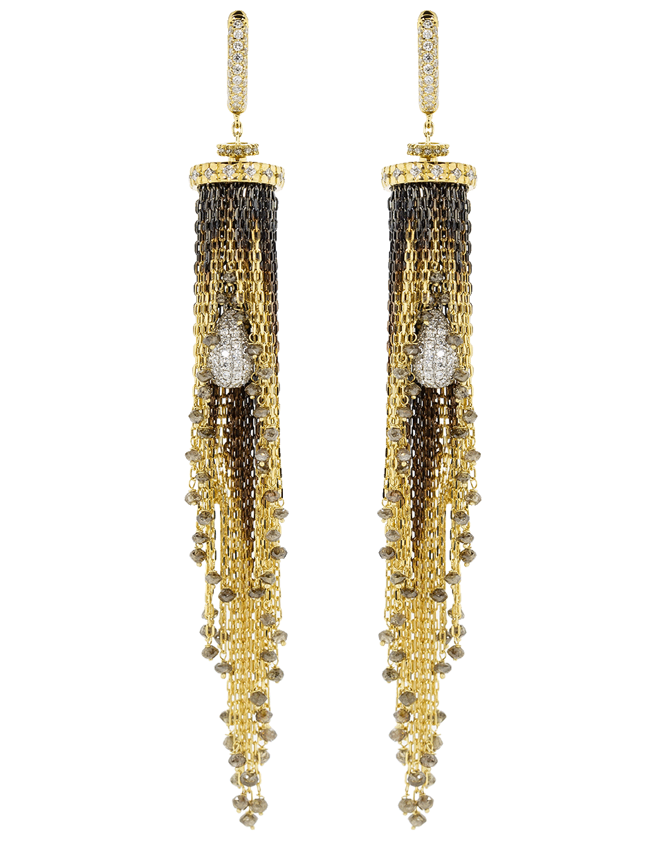 MARIANI-Calla White and Brown Diamond Earrings-YELLOW GOLD
