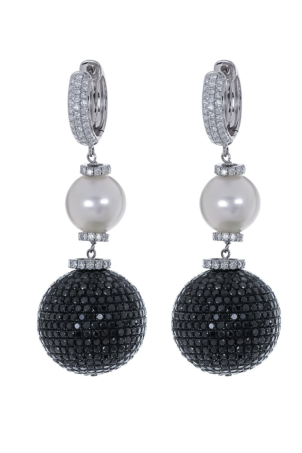 MARIANI-Diamond Pearl Earrings-YELLOW GOLD
