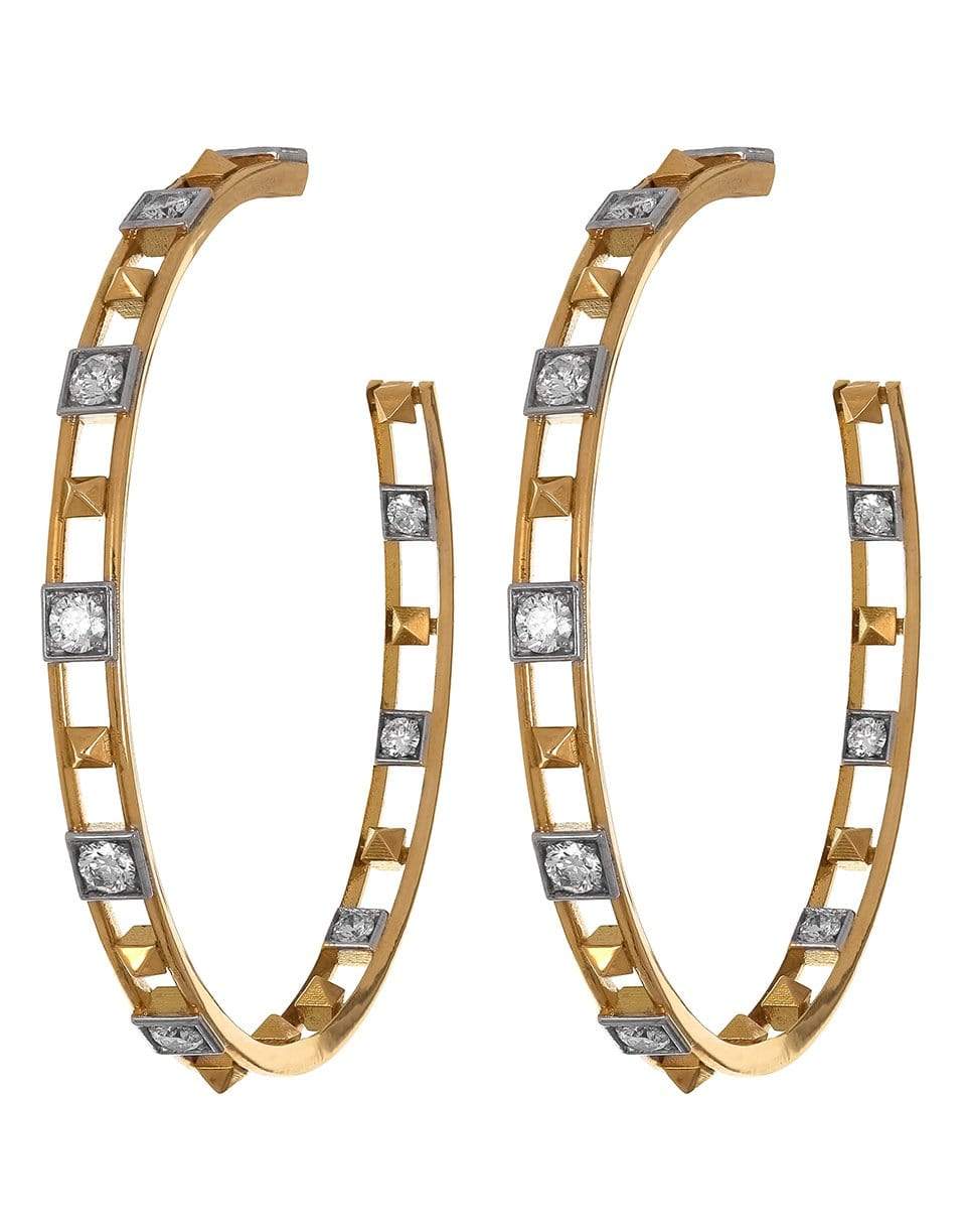 MARIANI-Diamond Square Stud Hoops-YELLOW GOLD