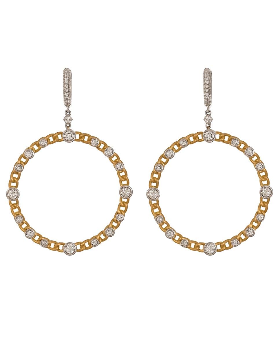 MARIANI-Elettra Diamond Bezel Chain Earrings-YELLOW GOLD
