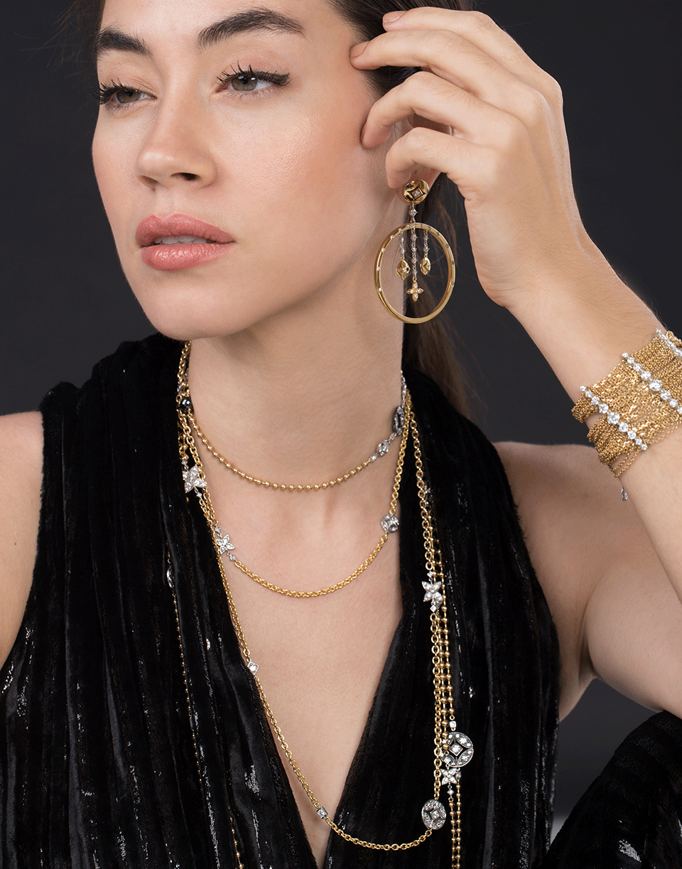 MARIANI-Lucilla Drop Diamond Hoop Earrings-YELLOW GOLD