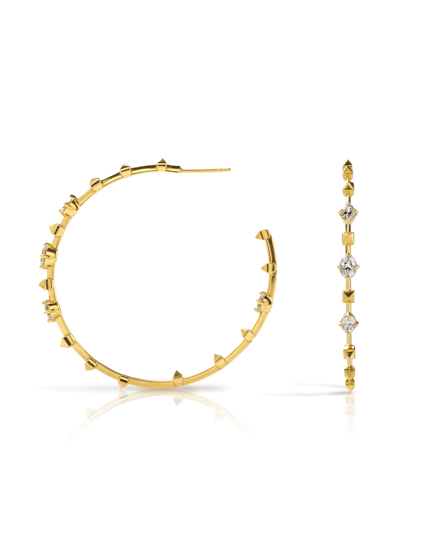 MARIANI-Valentina Oval Diamond Hoops-YELLOW GOLD