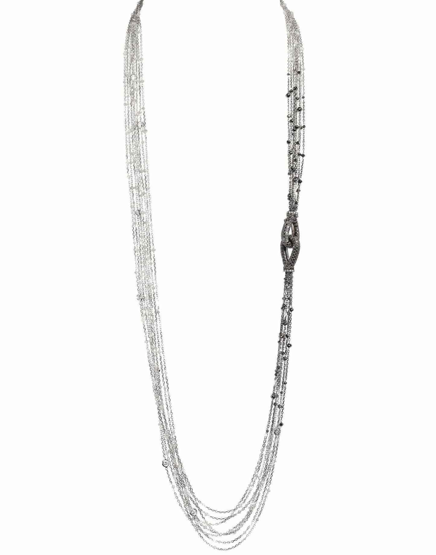 MARIANI-Ombre Ice and Black Diamond Clasp Necklace-WGTGOLD