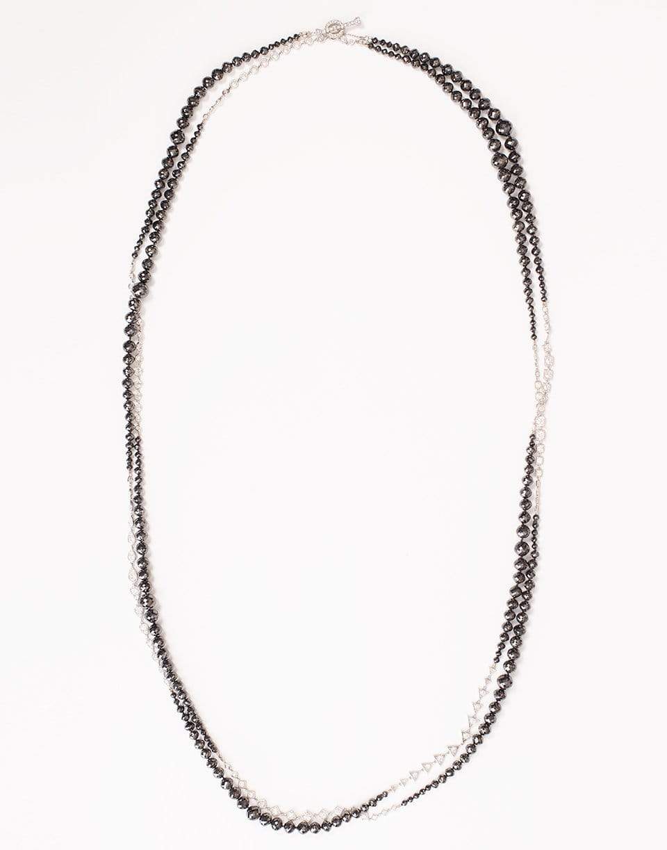 MARIANI-Black and White Diamond Bead Wrap Necklace-WHITE GOLD