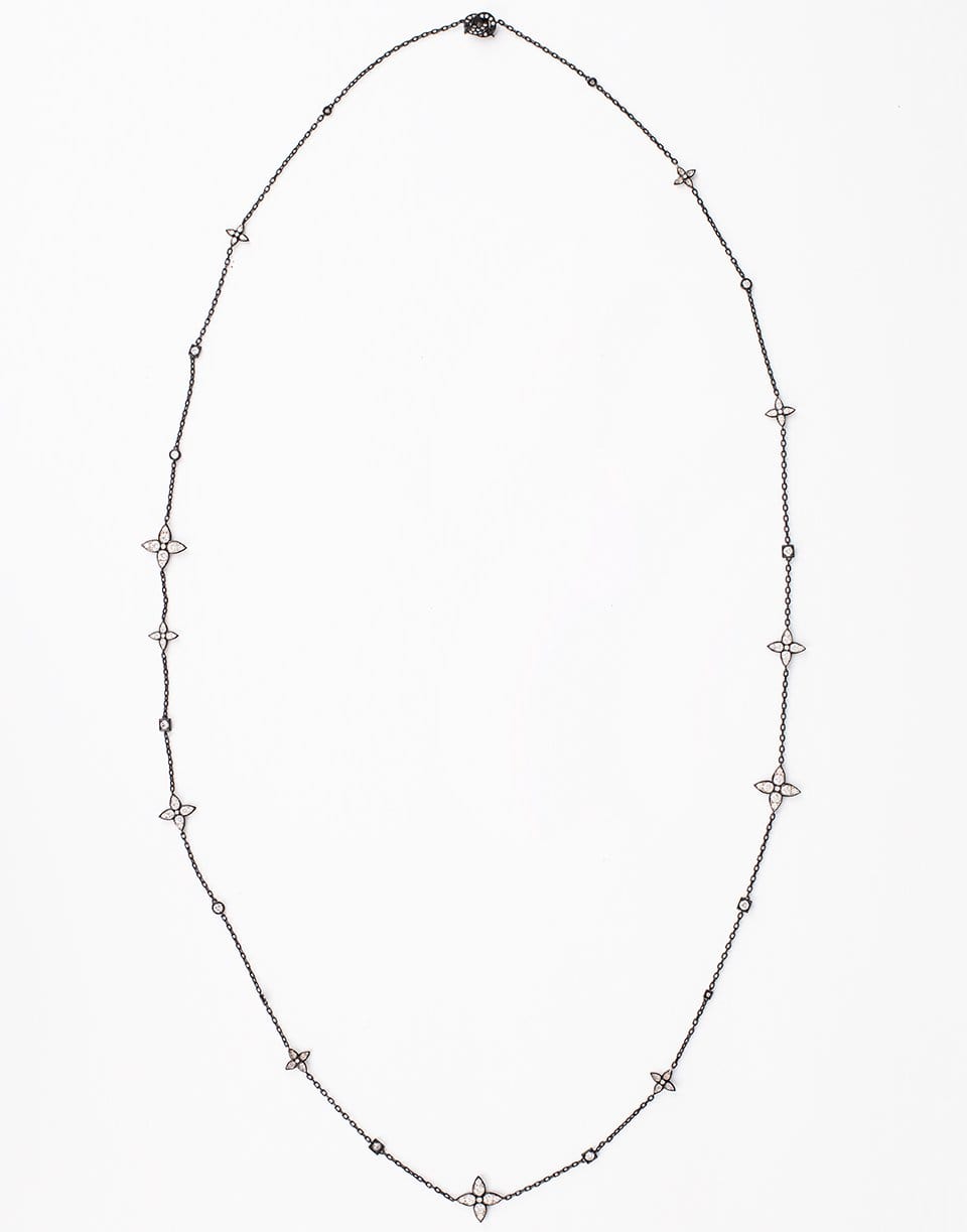 MARIANI-Black Lucilla Diamond Station Necklace-WHITE GOLD
