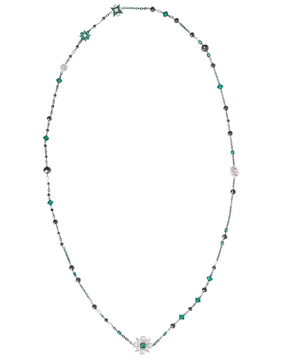 MARIANI-Emerald and Diamond Wrap Necklace-WHITE GOLD