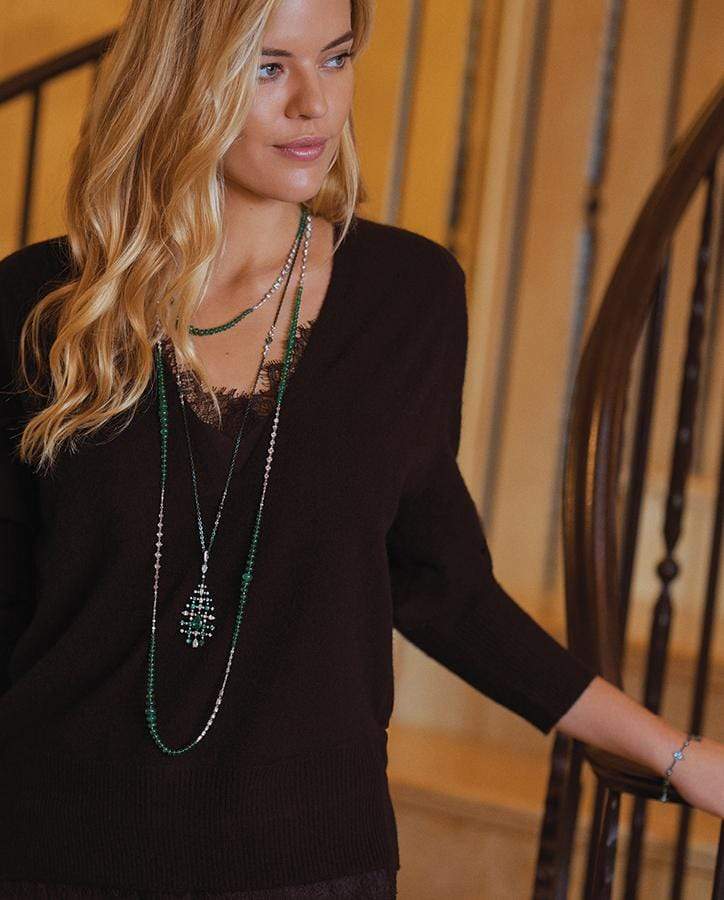 MARIANI-Emerald Diamond Necklace-WHITE GOLD
