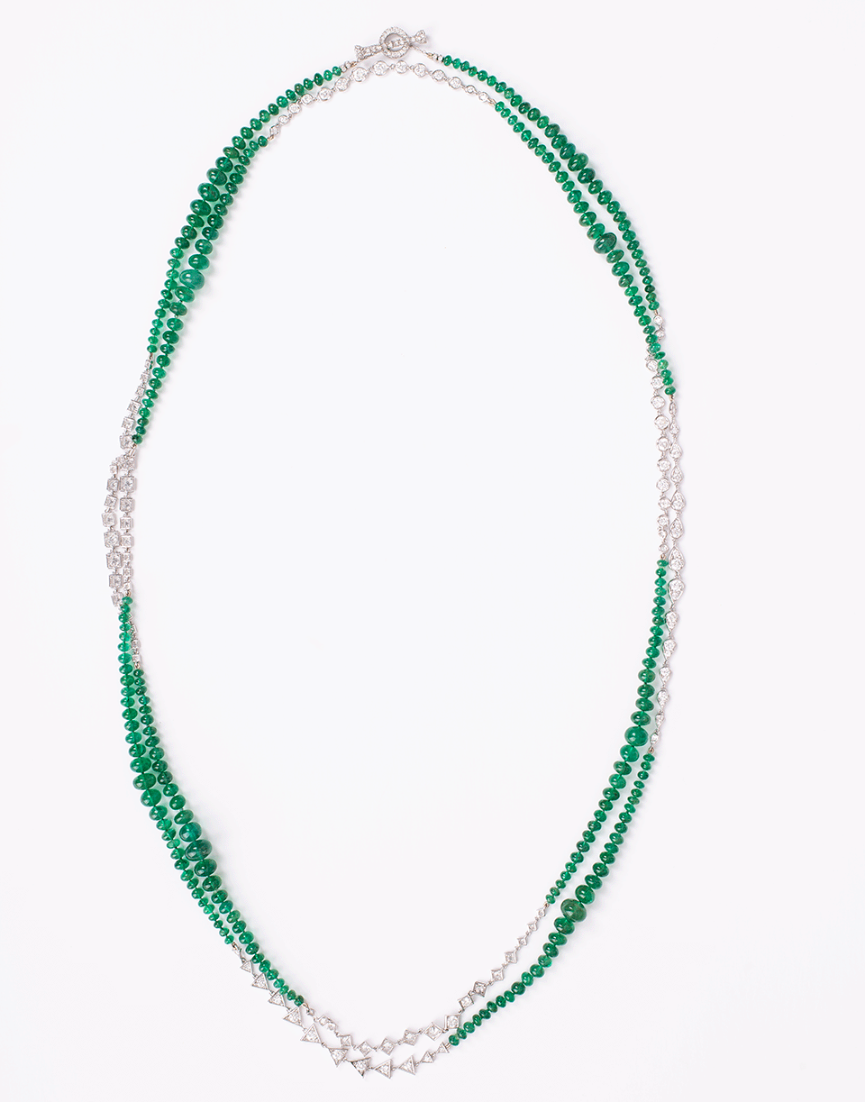 MARIANI-Emerald Diamond Necklace-WHITE GOLD