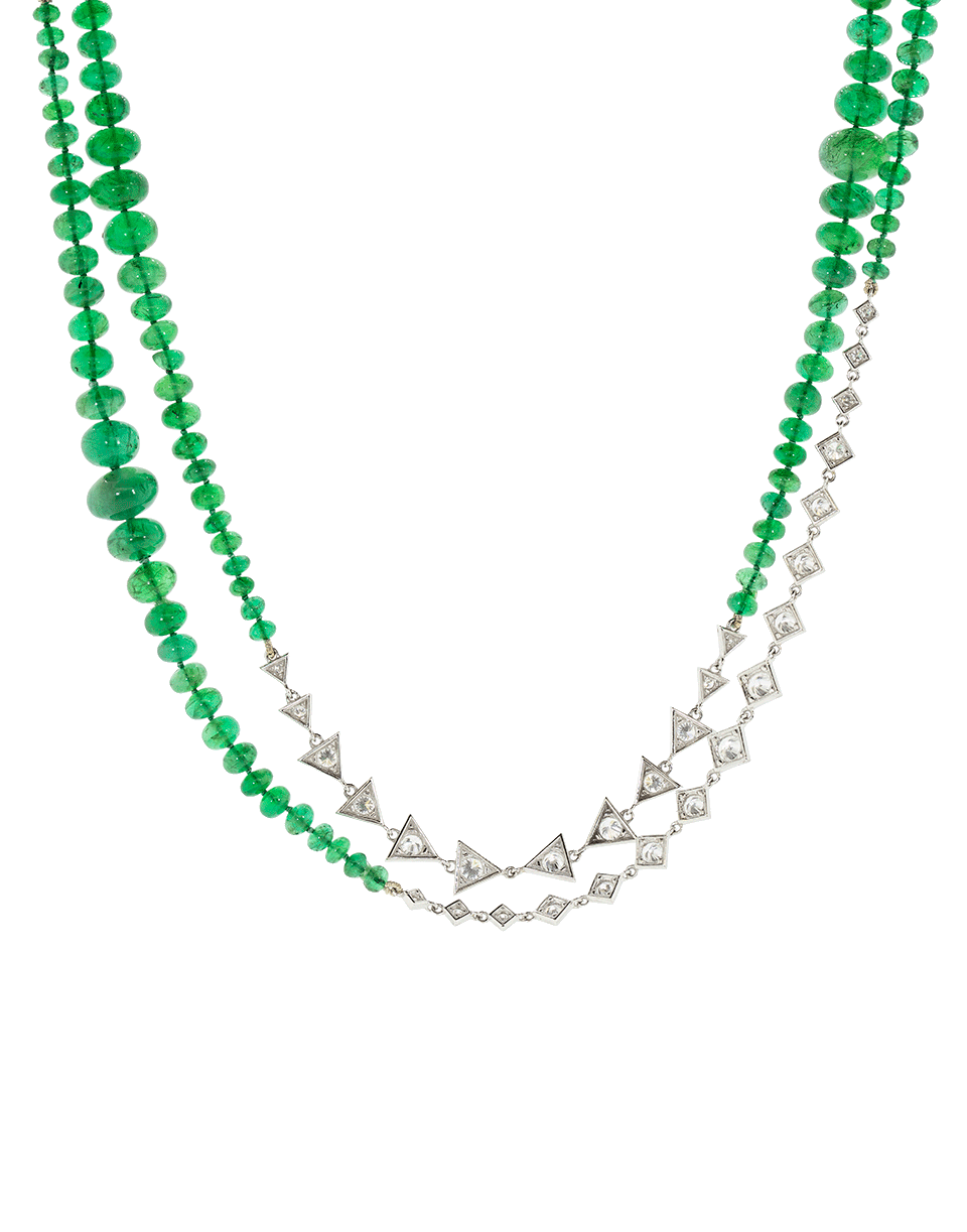 MARIANI-Emerald Diamond Necklace-WHITE GOLD