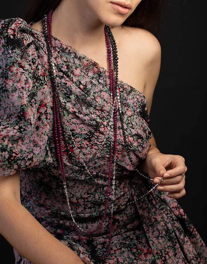 MARIANI-Long Ruby and Diamond Necklace-WHITE GOLD