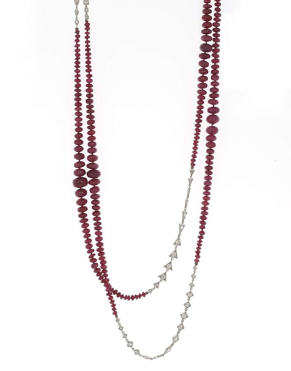 MARIANI-Long Ruby and Diamond Necklace-WHITE GOLD
