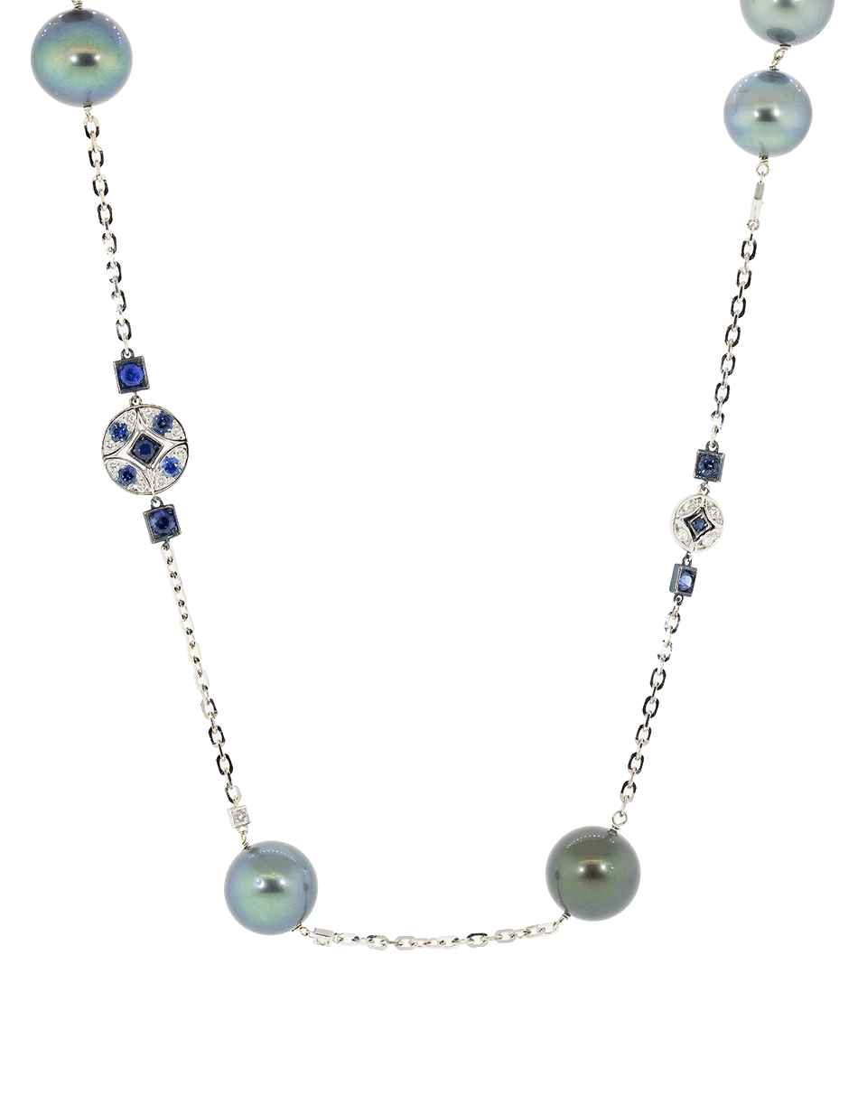 MARIANI-Mare Pearl, Sapphire, and Diamond Necklace-WHITE GOLD