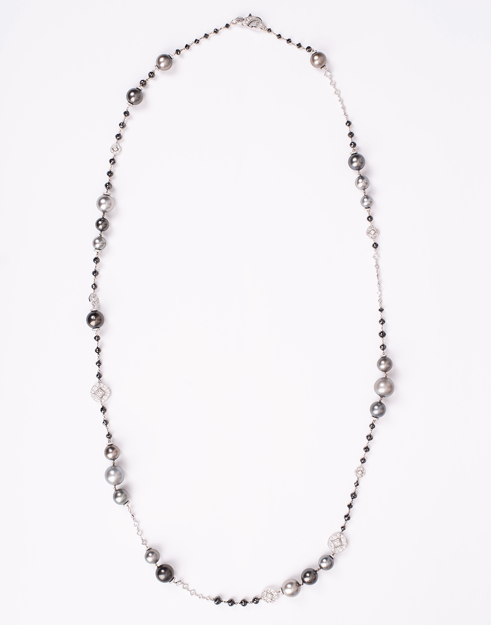 MARIANI-Mare White and Black Diamond Necklace-WHITE GOLD