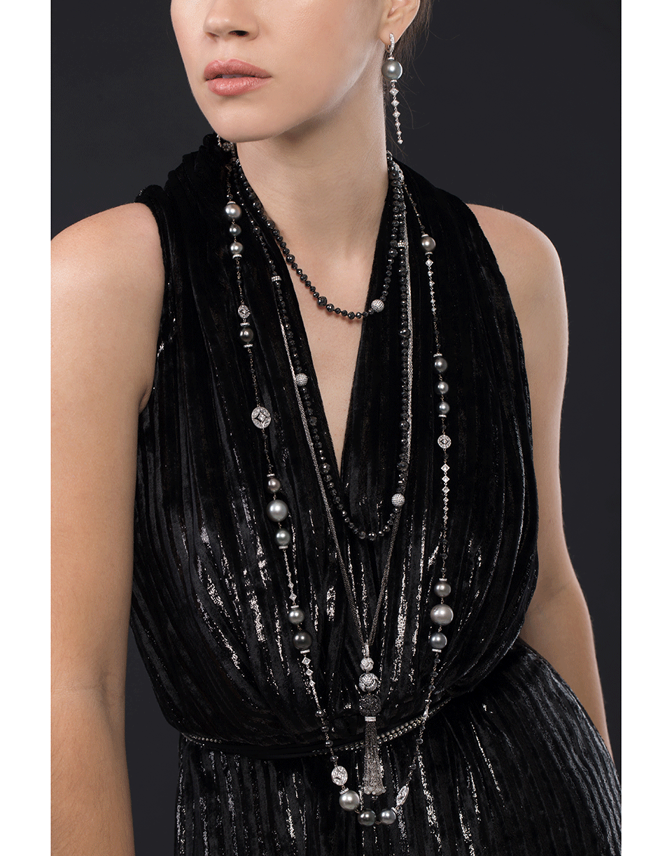MARIANI-Mare White and Black Diamond Necklace-WHITE GOLD